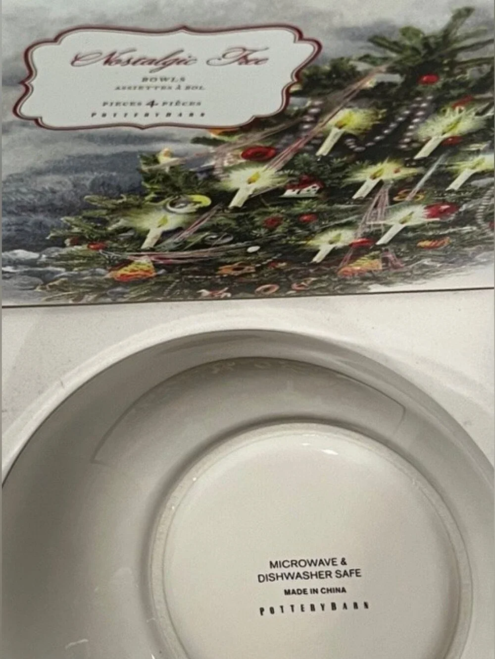 Pottery Barn Nostalgic Christmas Tree Bowls Set Of 4 In Box‎